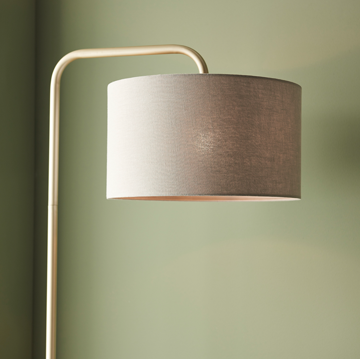 Champagne Painted Floor Light With Table And Grey Shade - ID 11750