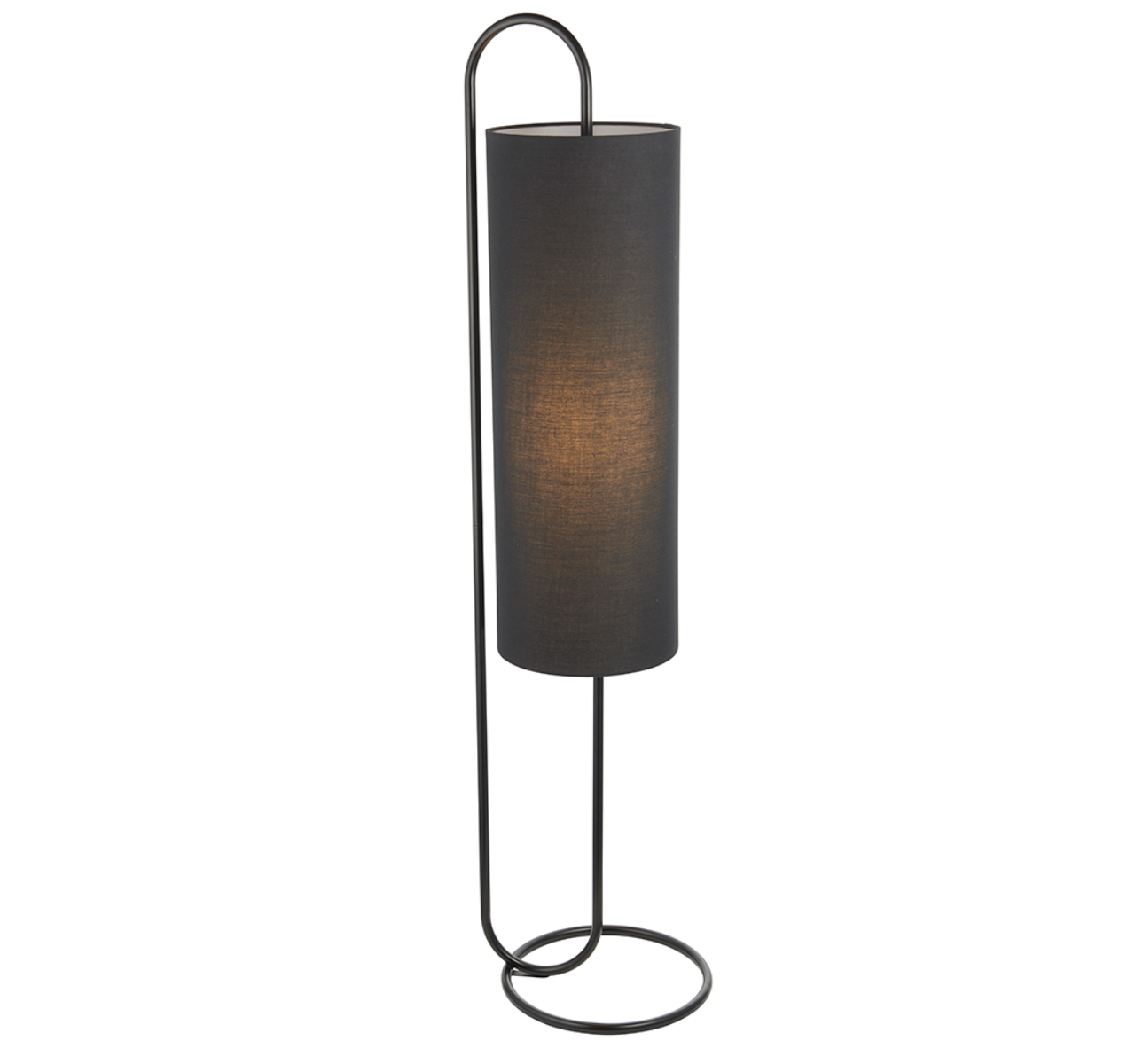 Oval structural matt black floor light with black fabric shade - ID 11398