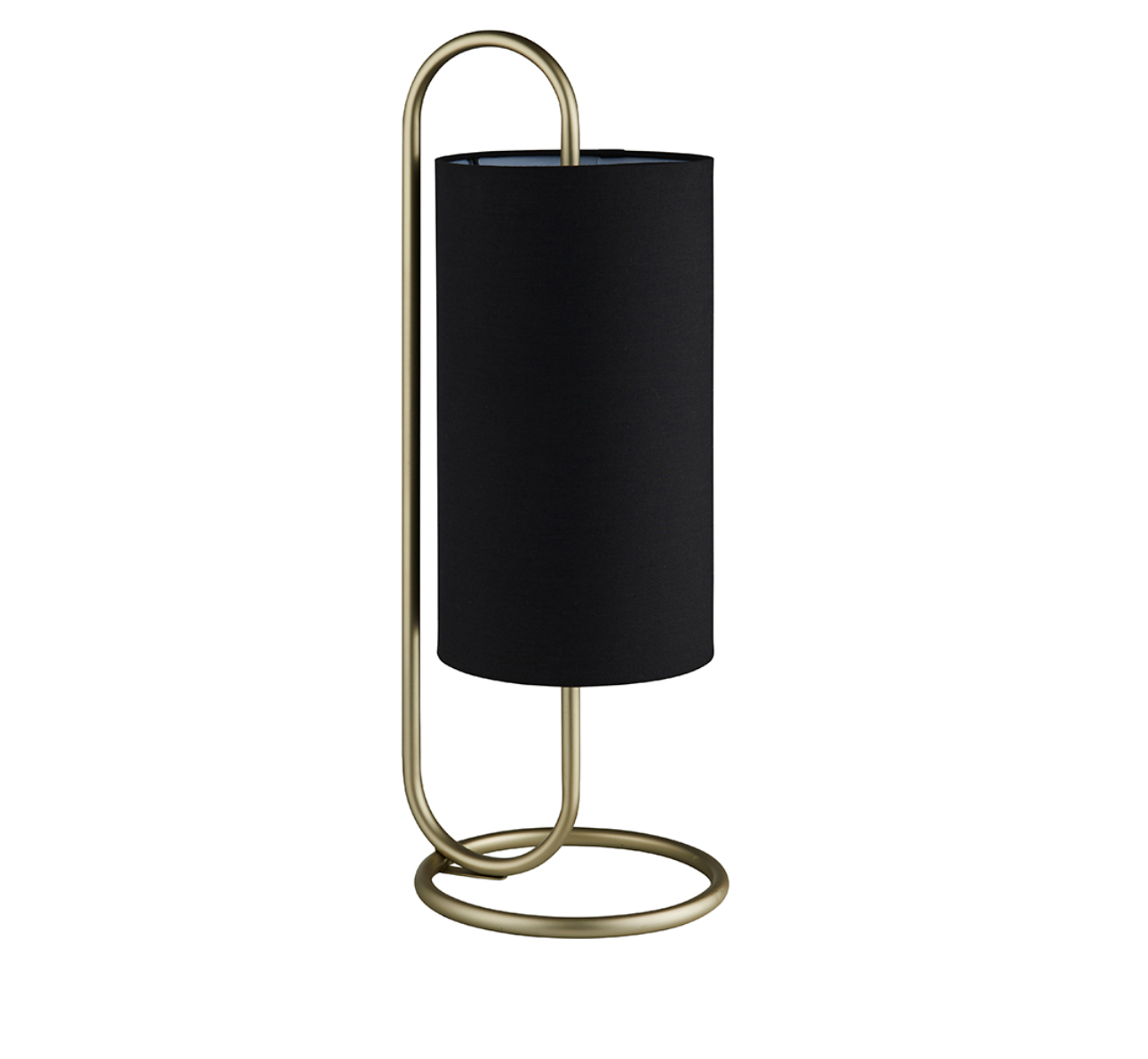 Oval structural antique brass table light with black fabric shade - ID 11391