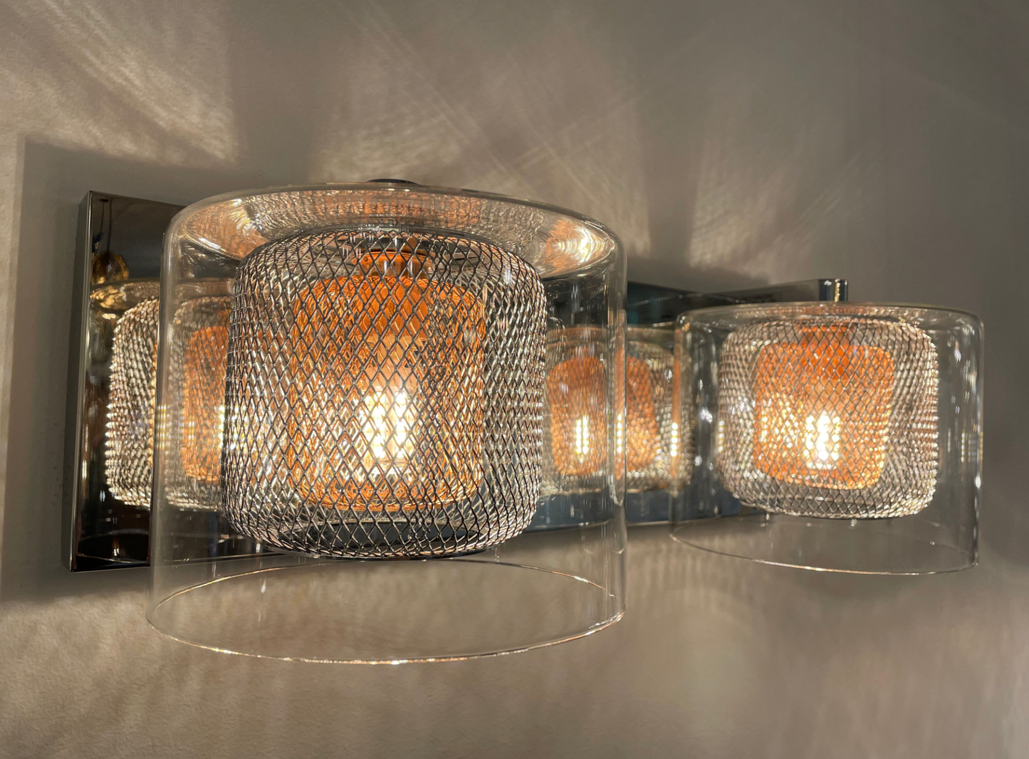 Eastcote Polished Chrome and Copper Double Wall Light - ID 8787