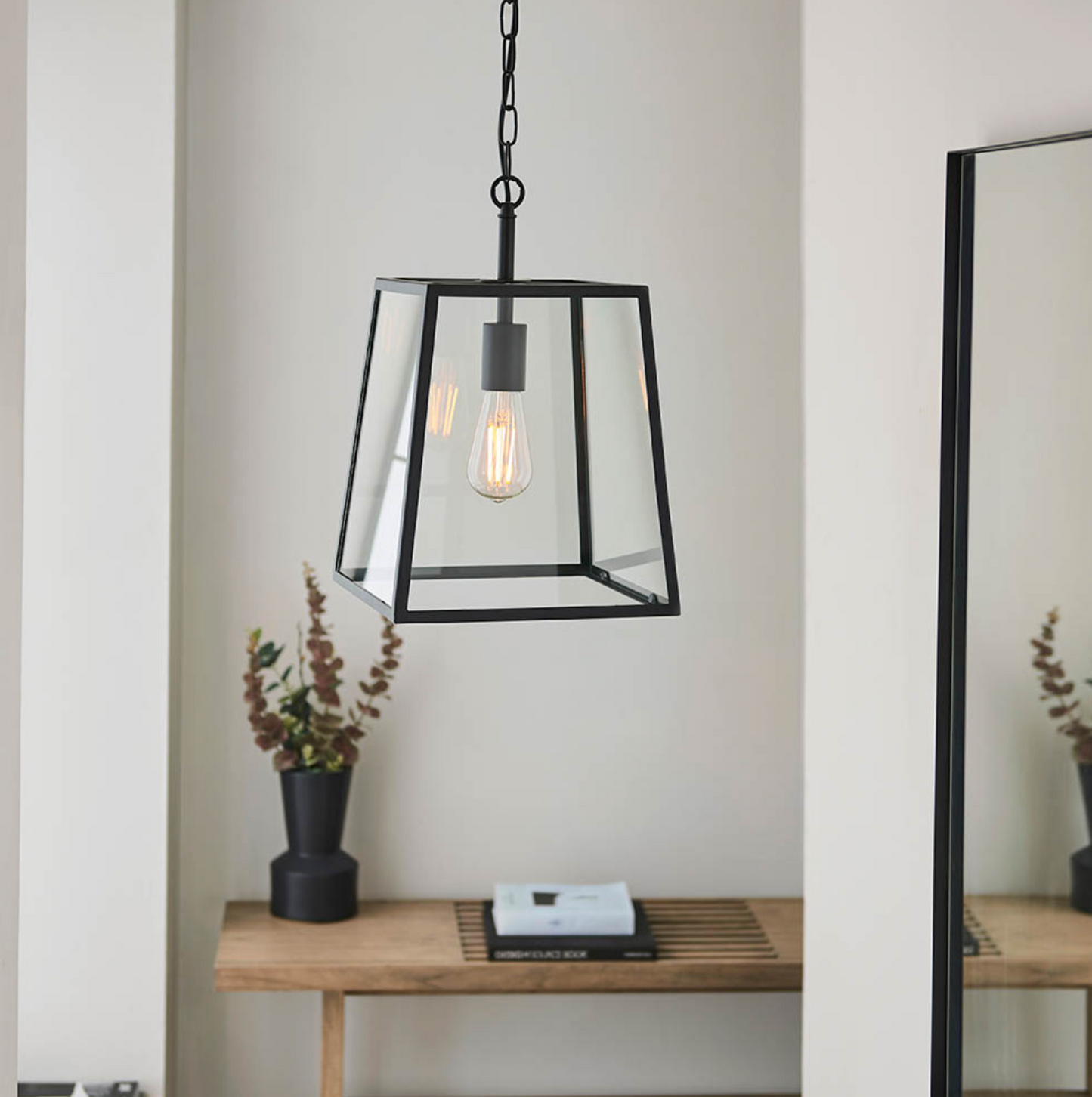 Matt Black Box Lantern - ID 12035