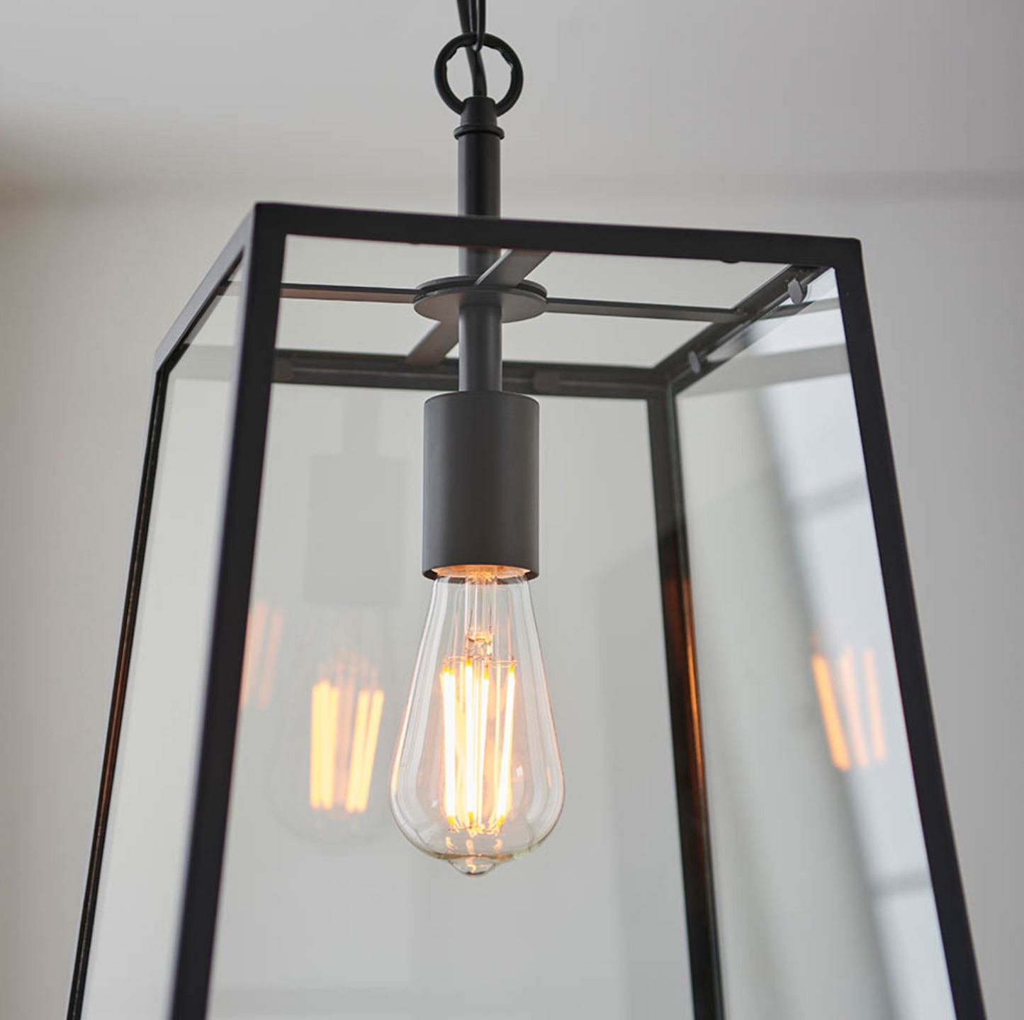 Matt Black Box Lantern - ID 12035