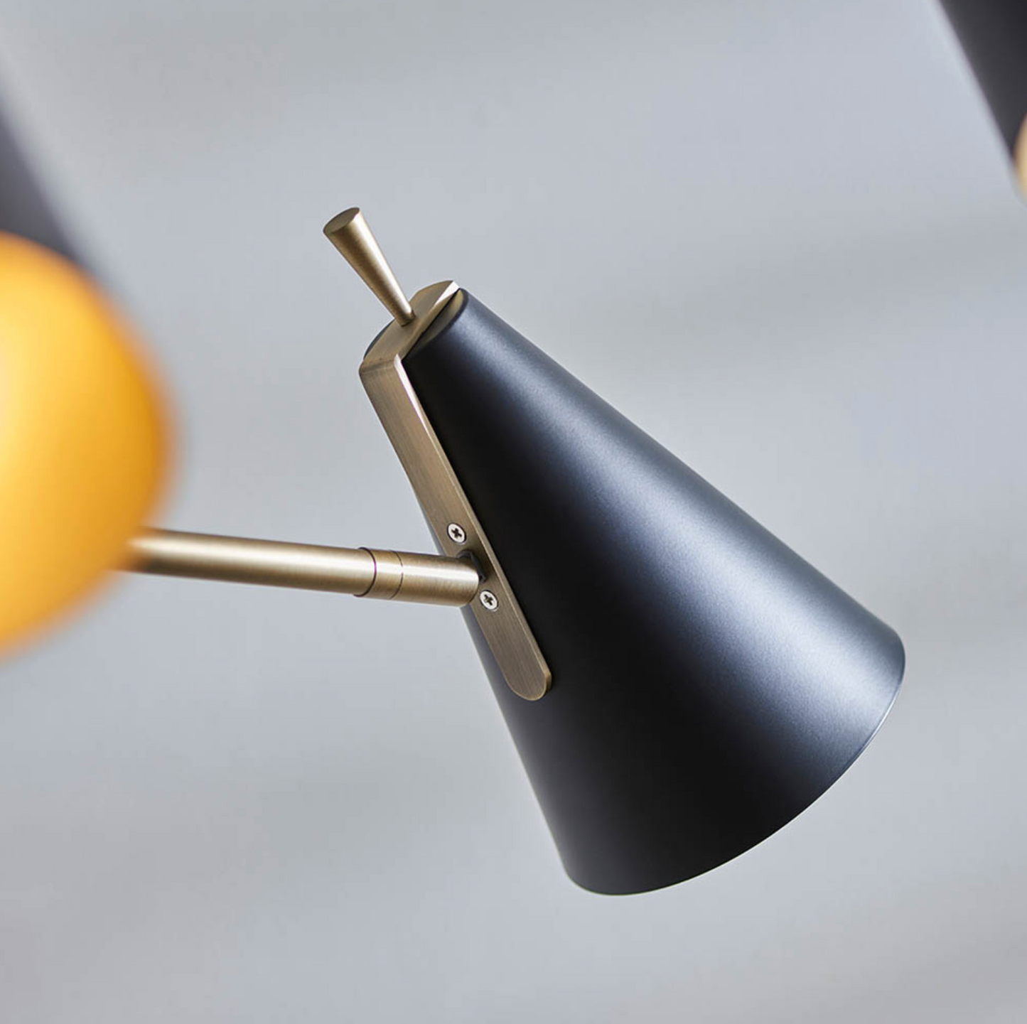 Mid Century 6 light pendant, Matt Black & Gold - ID 12064