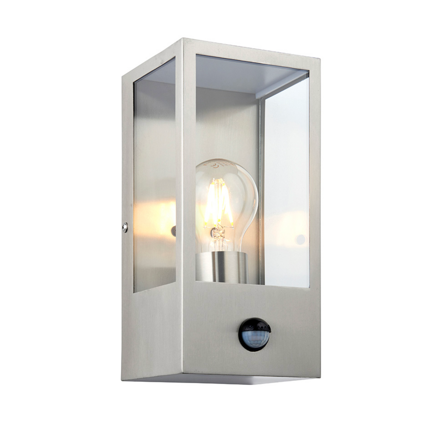 Hadlow PIR Outdoor Box Lantern Brushed Stainless Steel - ID 12069 - DISCONTINUED