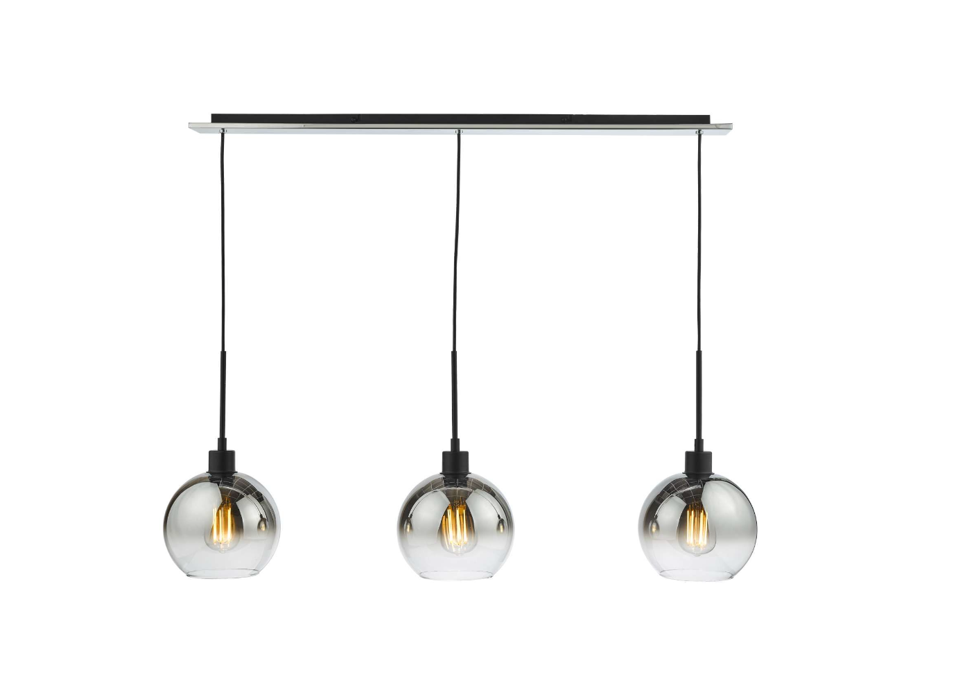 Ombre Smoked Glass Triple Pendant Matt Black - ID 12072