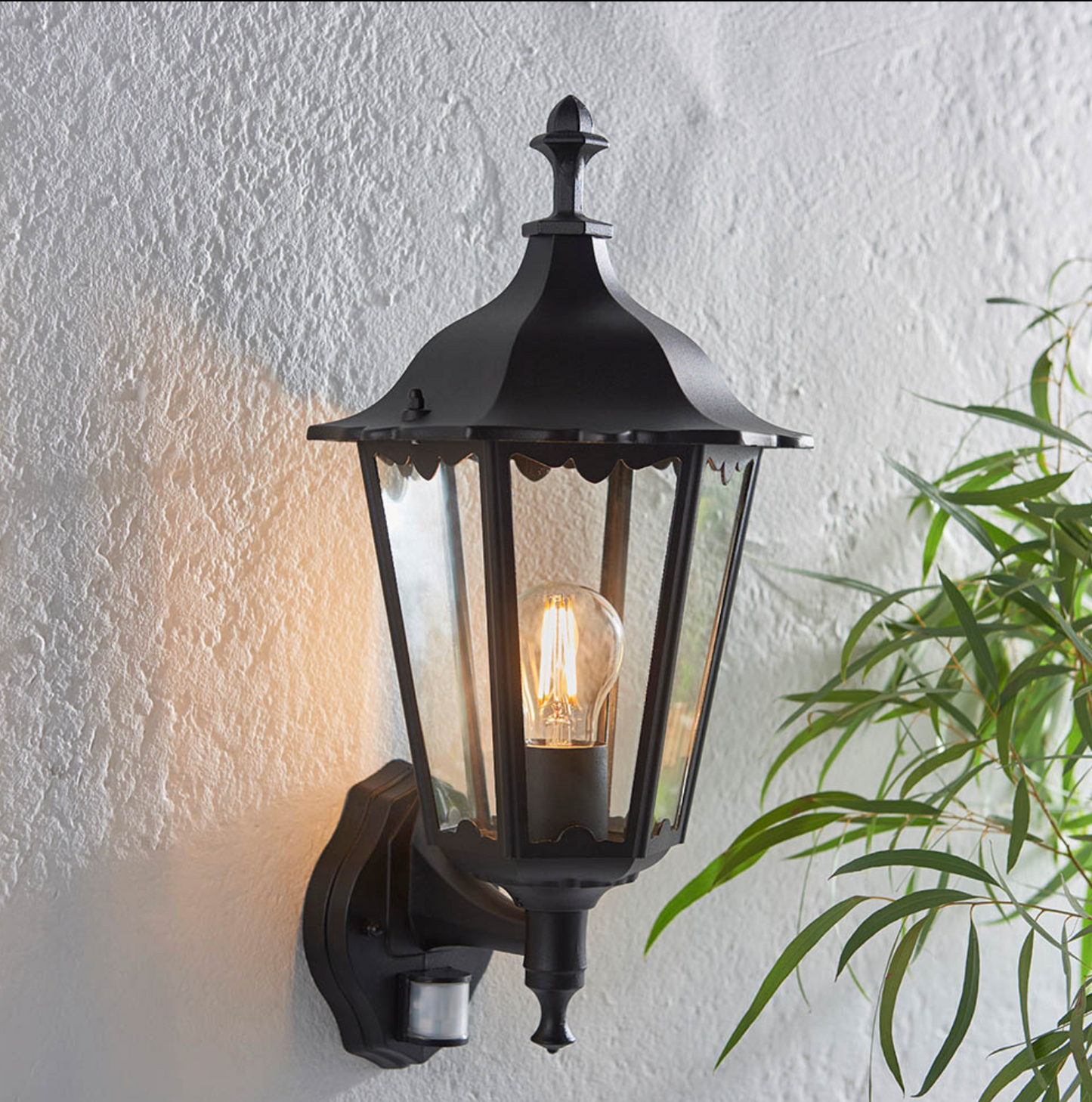Exterior PIR Wall Lantern, Black - ID 12072