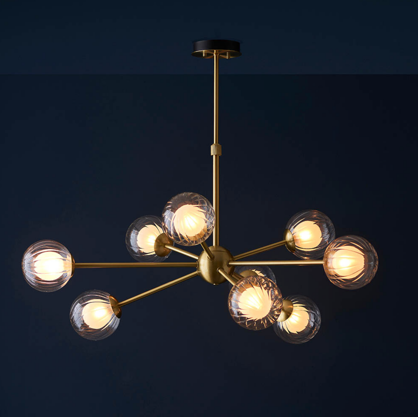 9 Light Pendant, Satin Brass - ID 12091
