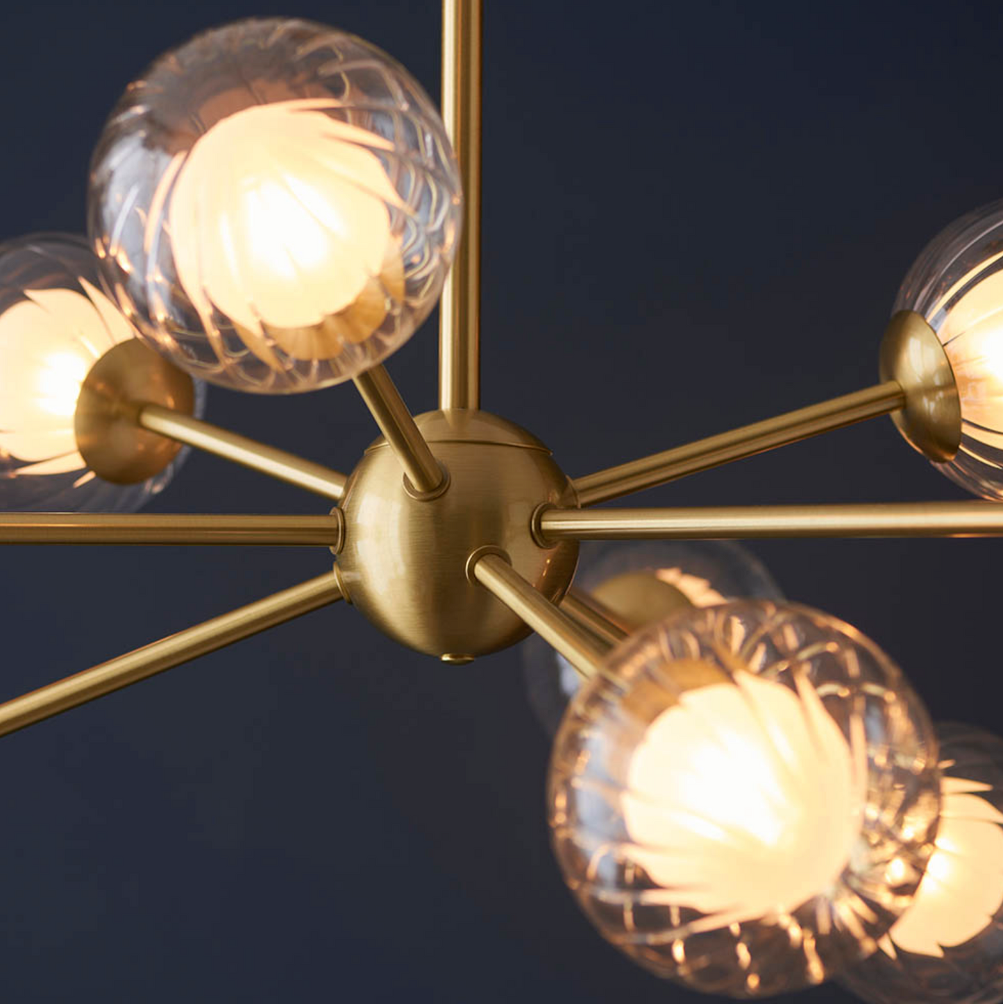 9 Light Pendant, Satin Brass - ID 12091