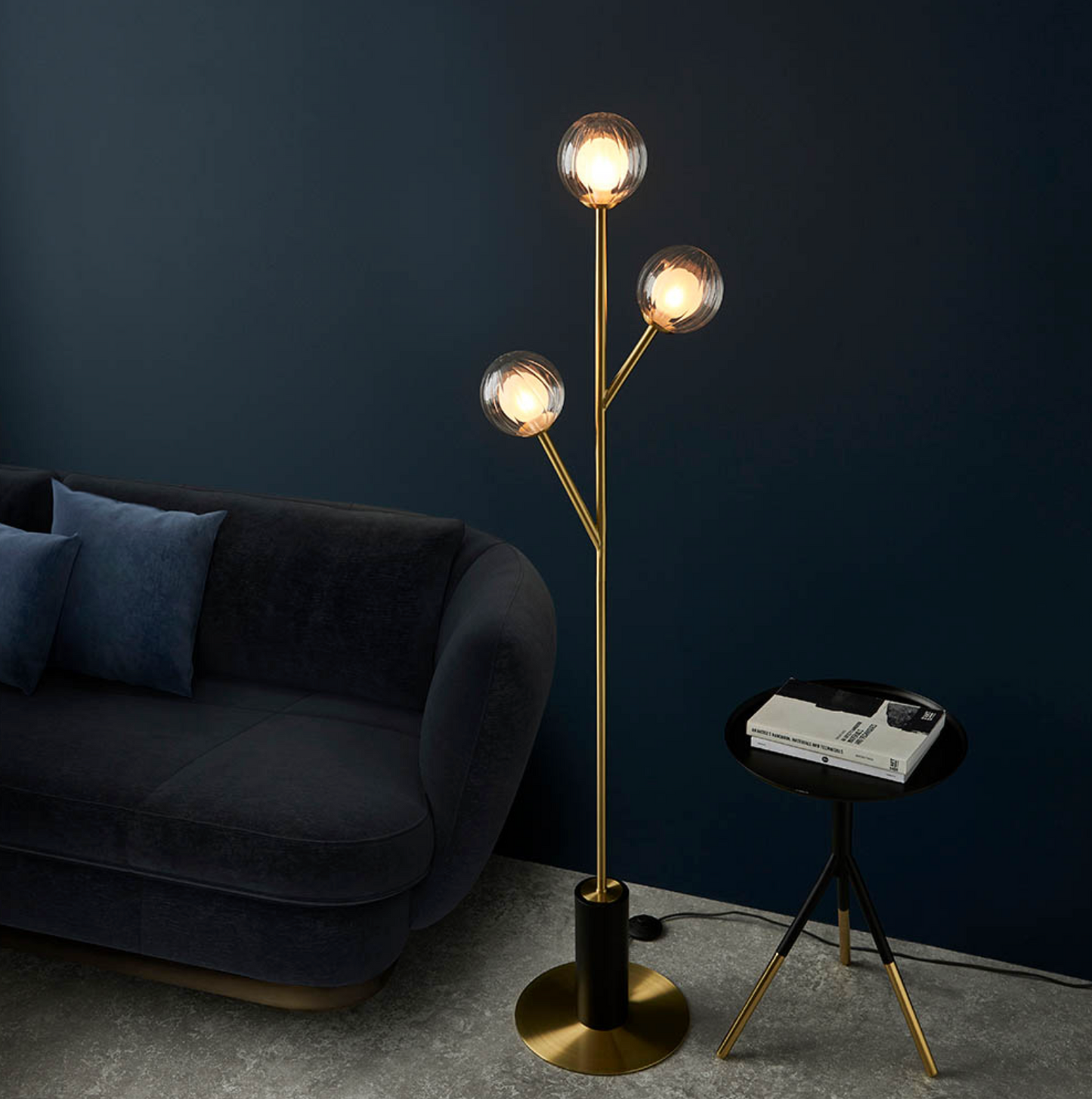 3 Light Floor, Satin Brass - ID 12093