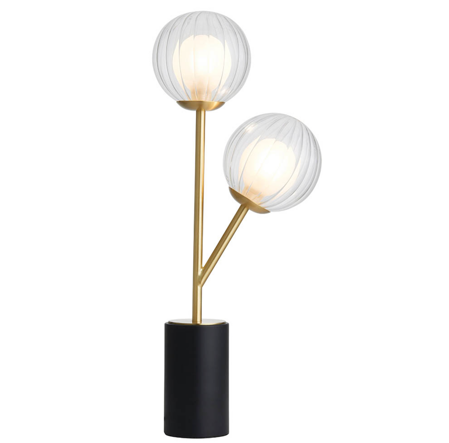 2 Light Table Lamp, Satin Brass & Brass - ID 12094