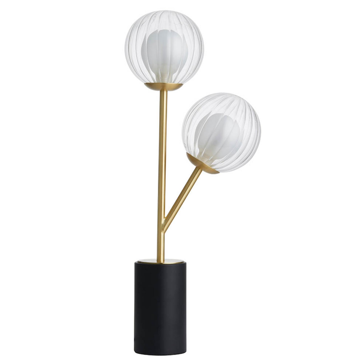 2 Light Table Lamp, Satin Brass & Brass - ID 12094