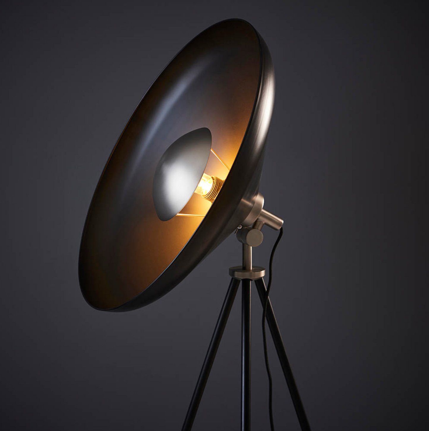 Matt Black Coned Floor Light, Matt Nickel- ID 12098