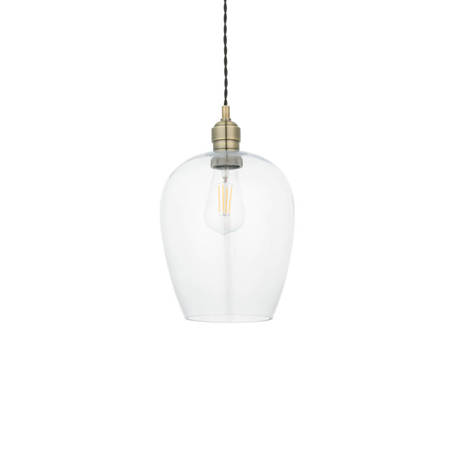Clear Glass & Antique Brass Small Pendant - ID 12107