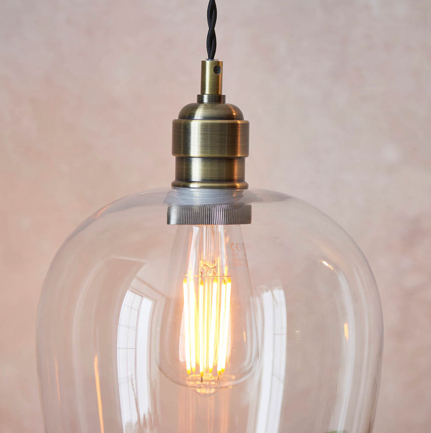 Clear Glass & Antique Brass Small Pendant - ID 12107