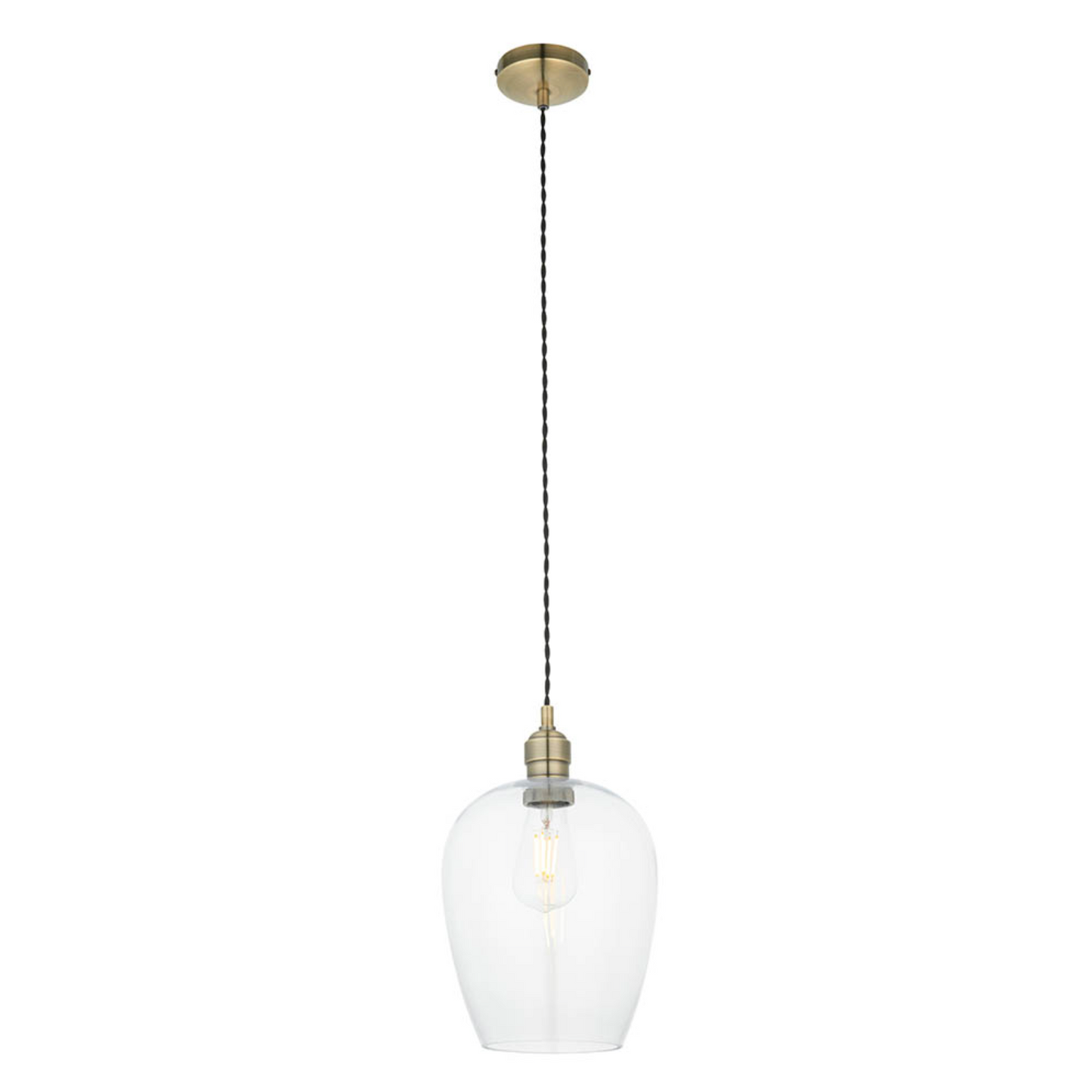 Clear Glass & Antique Brass Small Pendant - ID 12107