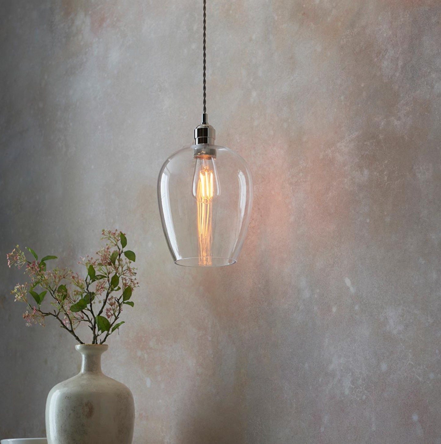 Clear Glass & Bright Nickel Small Pendant - ID 12114