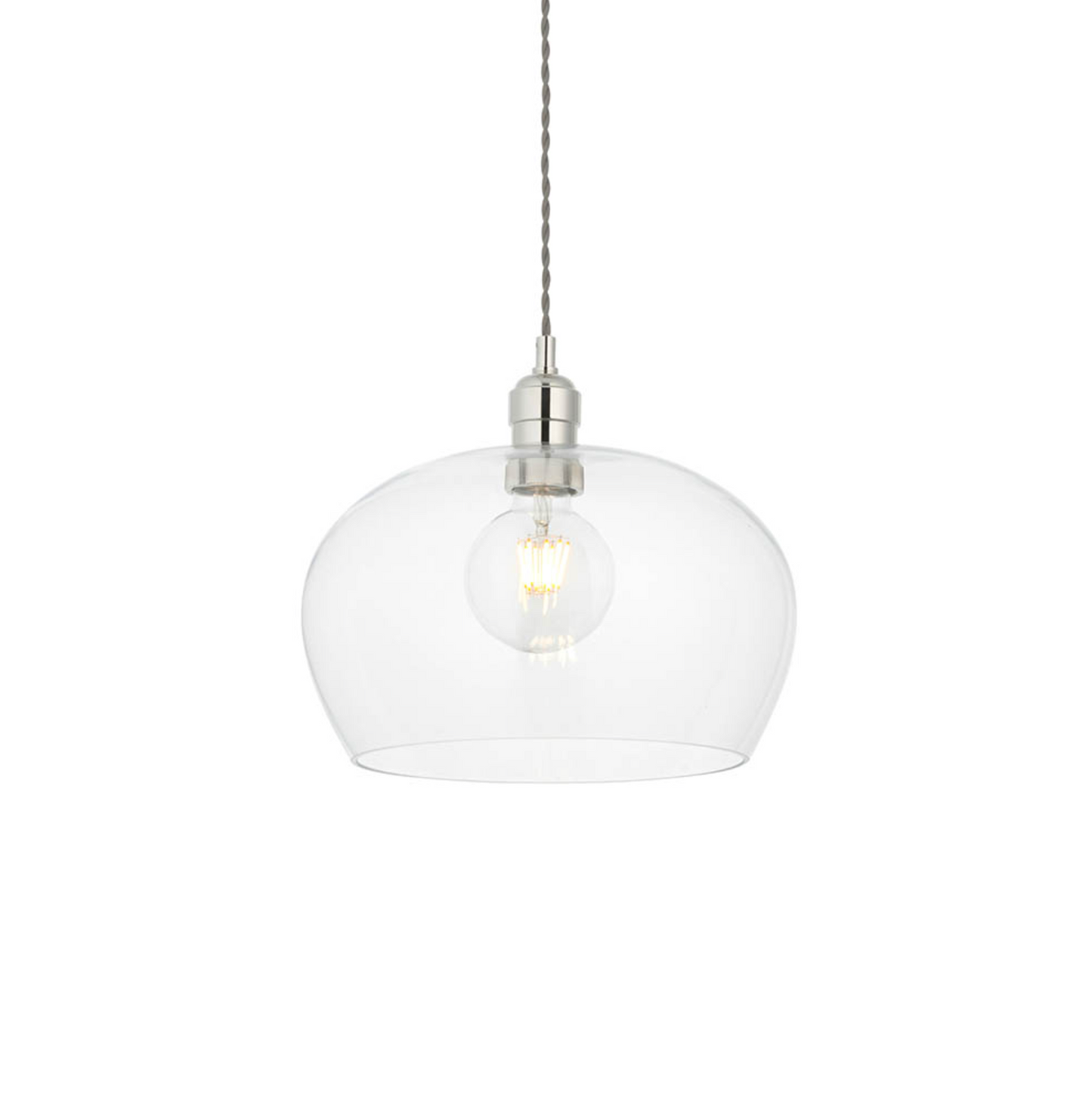 Clear Glass & Bright Nickel Medium Pendant - ID 12115