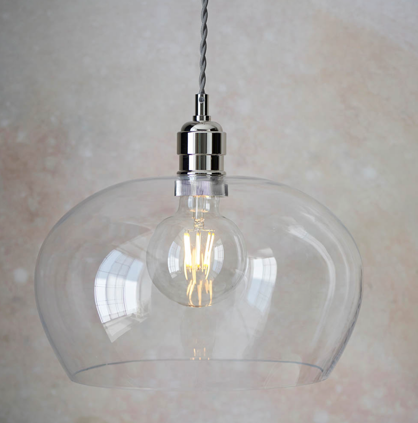 Clear Glass & Bright Nickel Medium Pendant - ID 12115