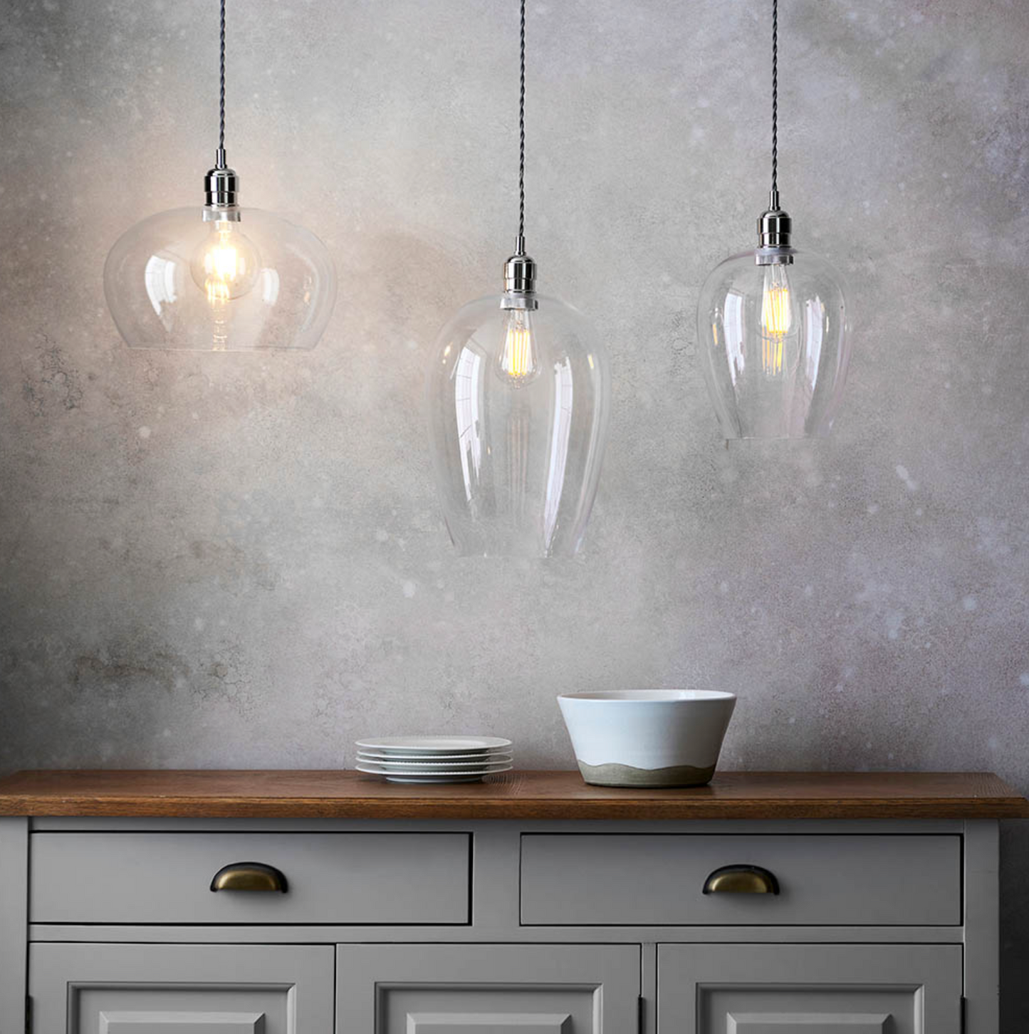 Clear Glass & Bright Nickel Medium Pendant - ID 12115