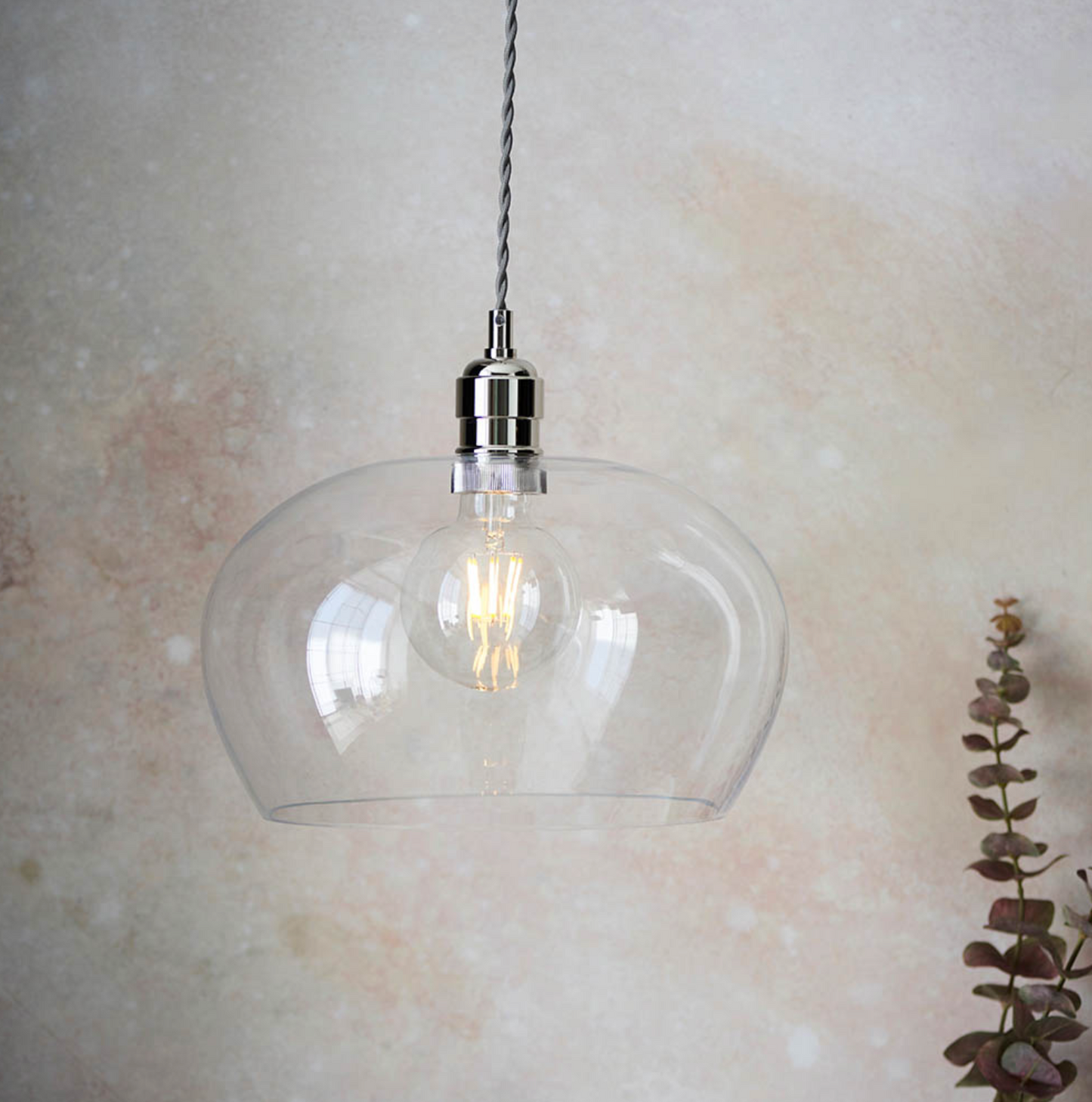 Clear Glass & Bright Nickel Medium Pendant - ID 12115