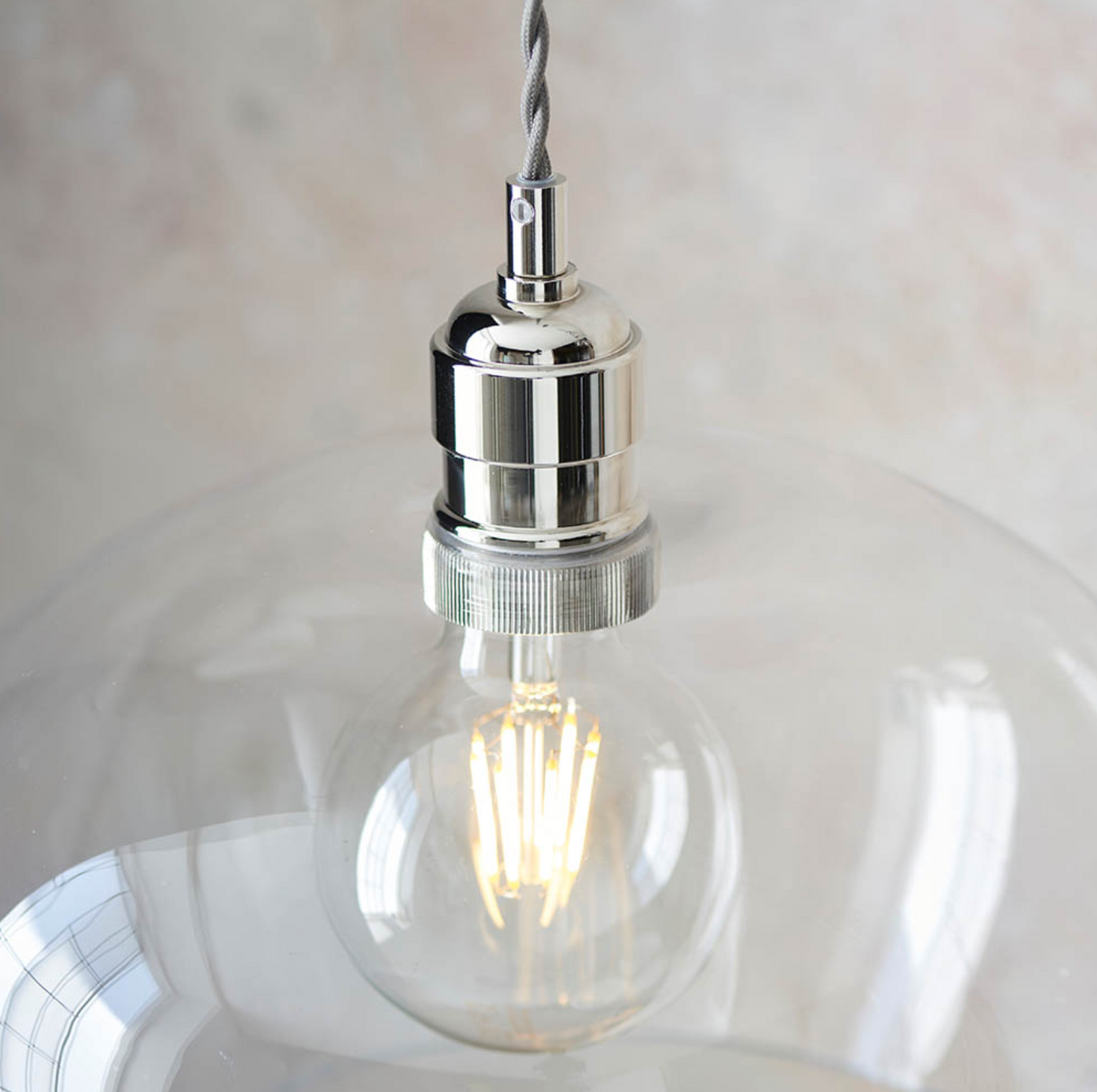 Clear Glass & Bright Nickel Medium Pendant - ID 12115