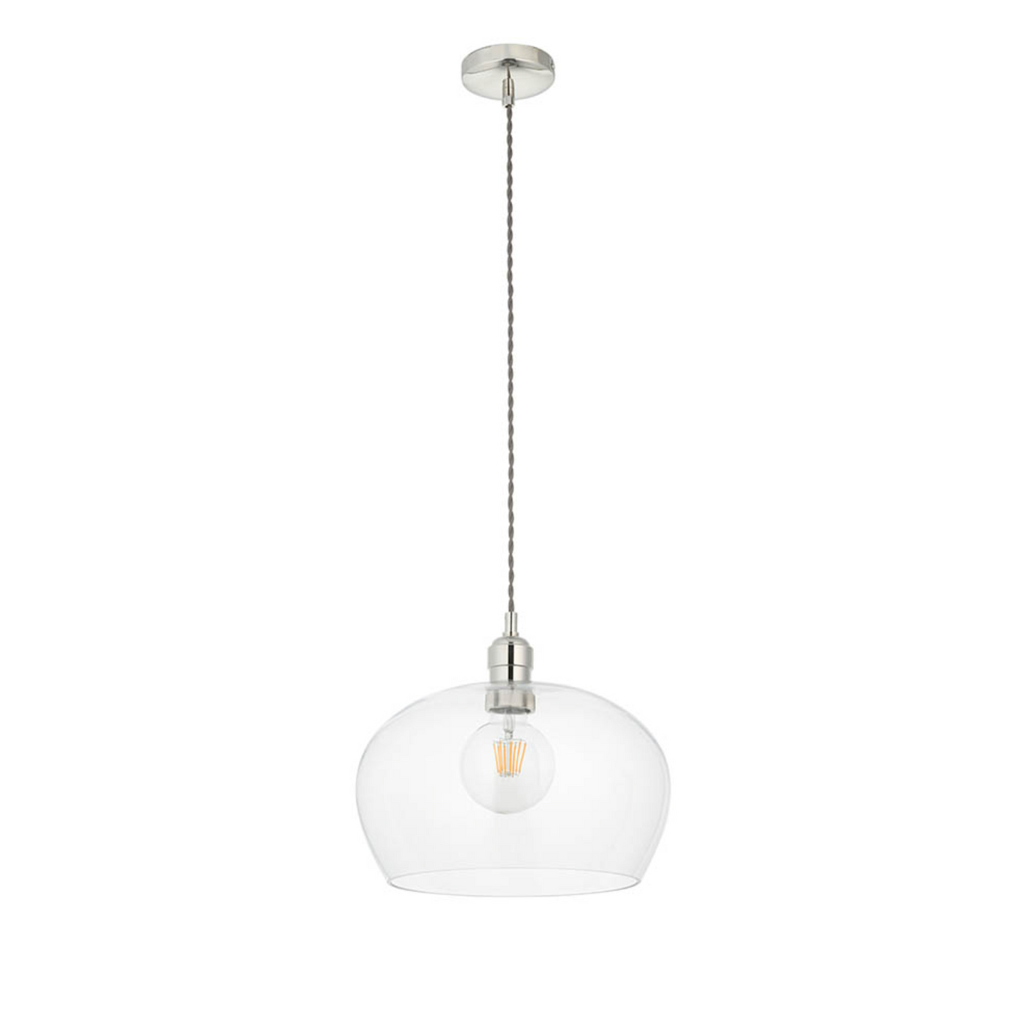 Clear Glass & Bright Nickel Medium Pendant - ID 12115