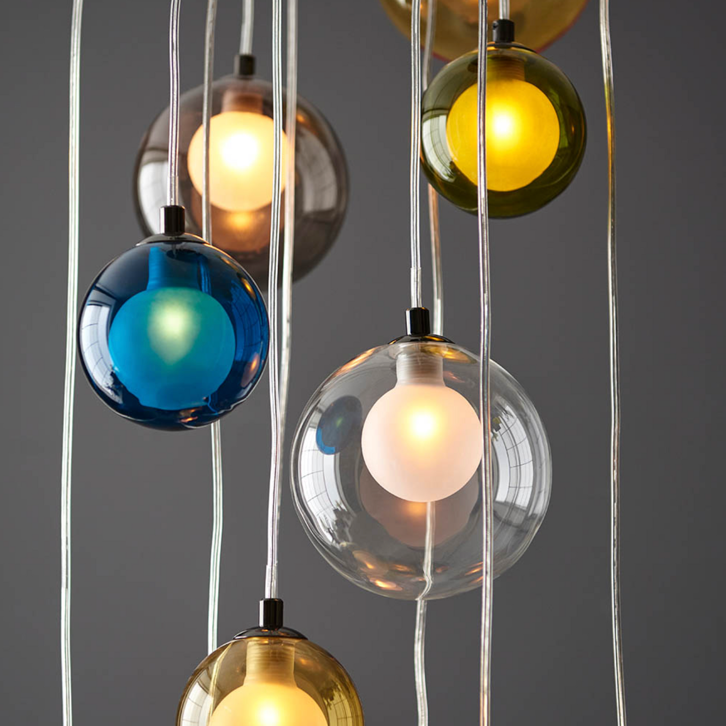 Multi-coloured Glass 12 Light Cluster Pendant - ID 12116