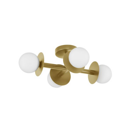 Modern Semi-Flush, Opal Glass & Brass Gold Aluminium ID - 12261