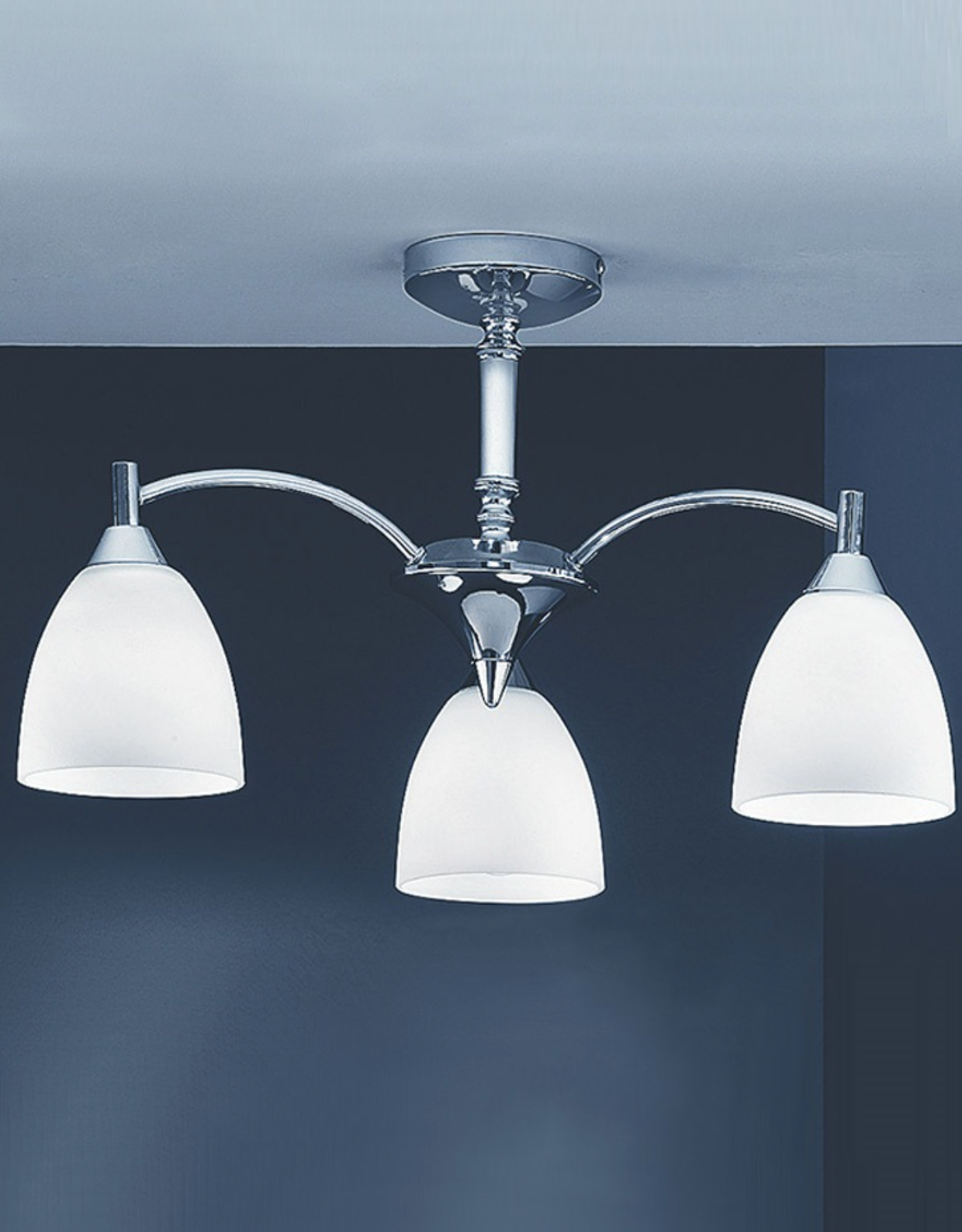 MY 3lt Semi-Flush, Chrome & Satin Opal - ID 12311