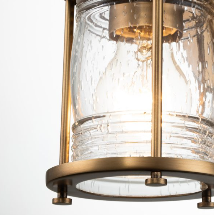 Nautilus Brass & Seeded Clear Glass IP44 Bathroom Wall Light