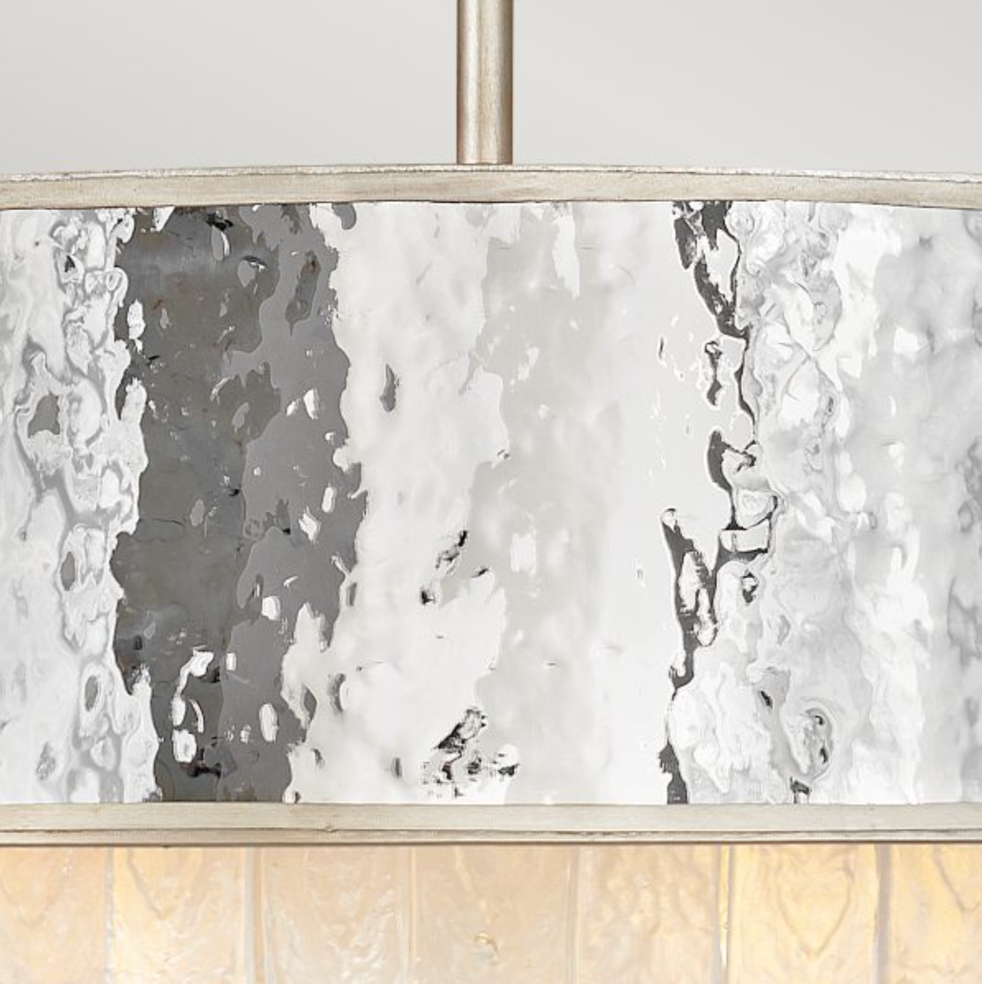 REV Opulent Hammered Stainless Steel & Textured Glass Eight Lamp Chandelier - ID 12486