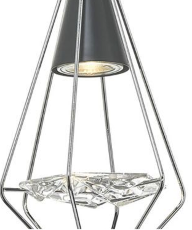 Torridon 3 Light Linear Bar Pendant In Black & Chrome With Glass Feature - 9490