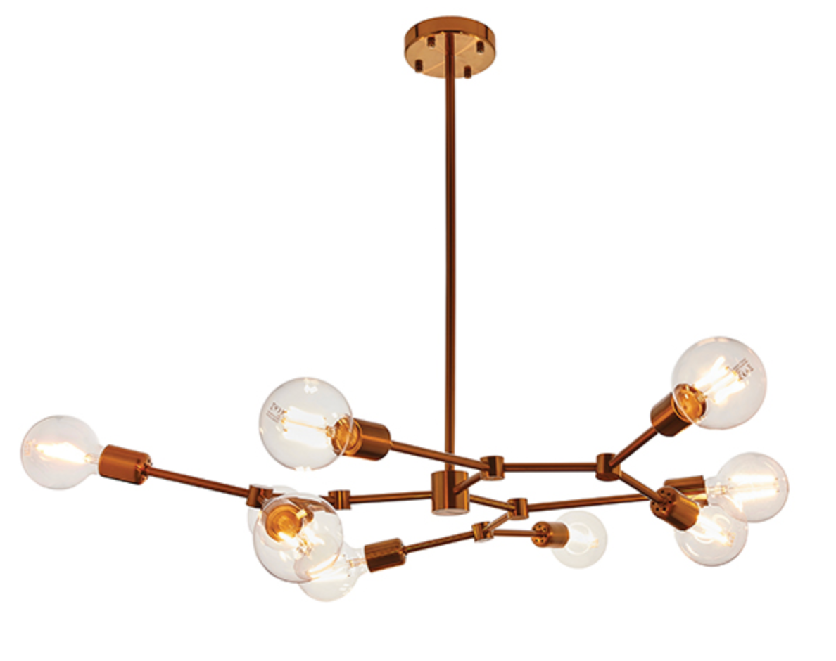 Satin Bronze 9 Arm Branch Chandelier - ID 9632