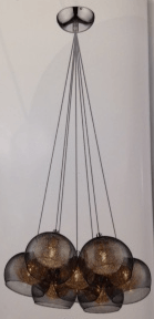 Smoked Grey Glass & Aluminium Pendant 7 Light Ensemble - ID 8629