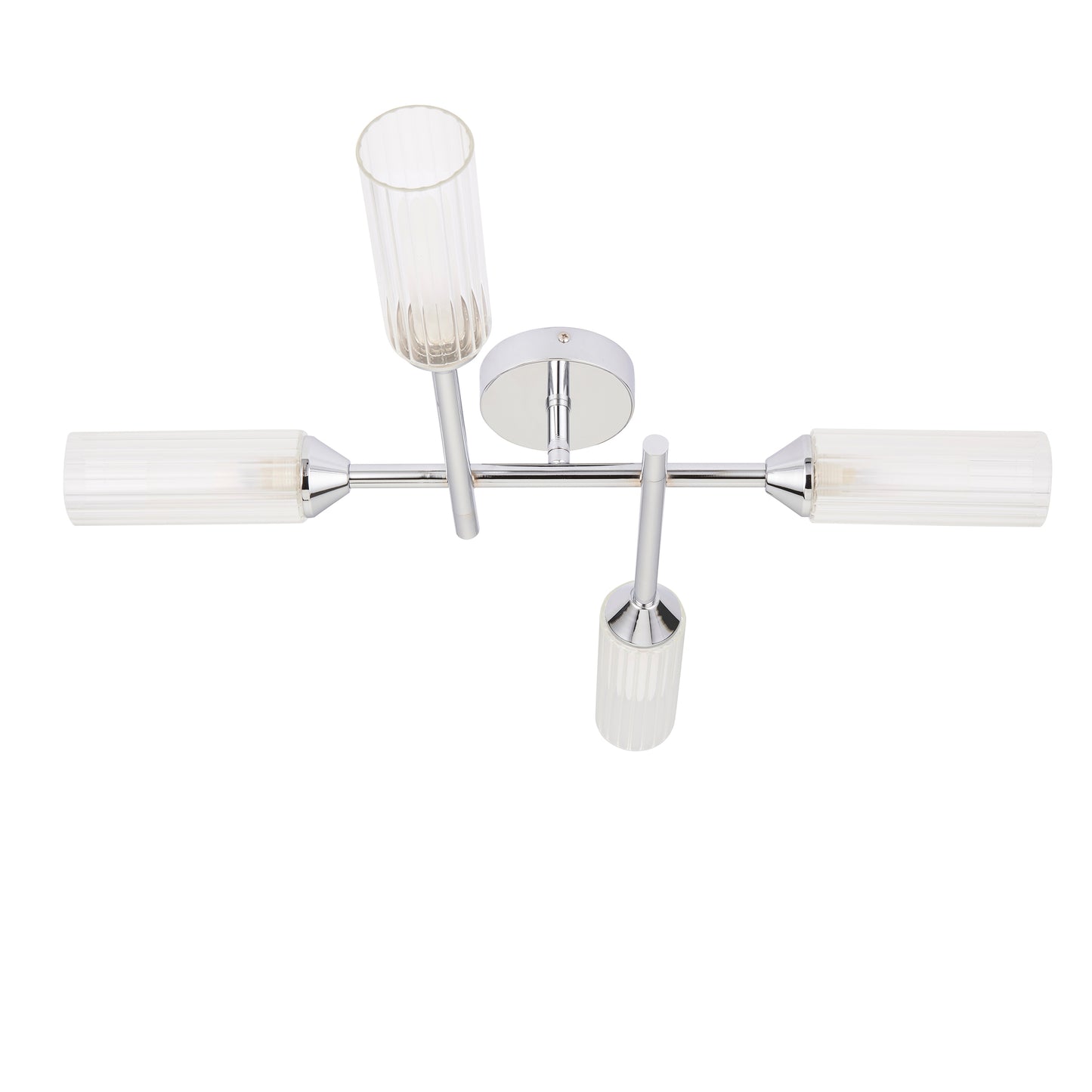 Polished Chrome & Ribbed Glass Four Lamp IP44 Semi-Flush Ceiling Light - ID 11637