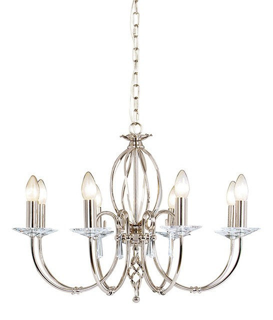 Aegean 8Lt Chandelier Polished Nickel - London Lighting - 1