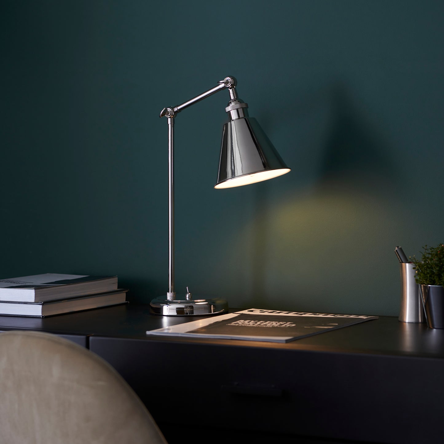 Bright Nickel Plated Adjustable Table Lamp - ID 11693