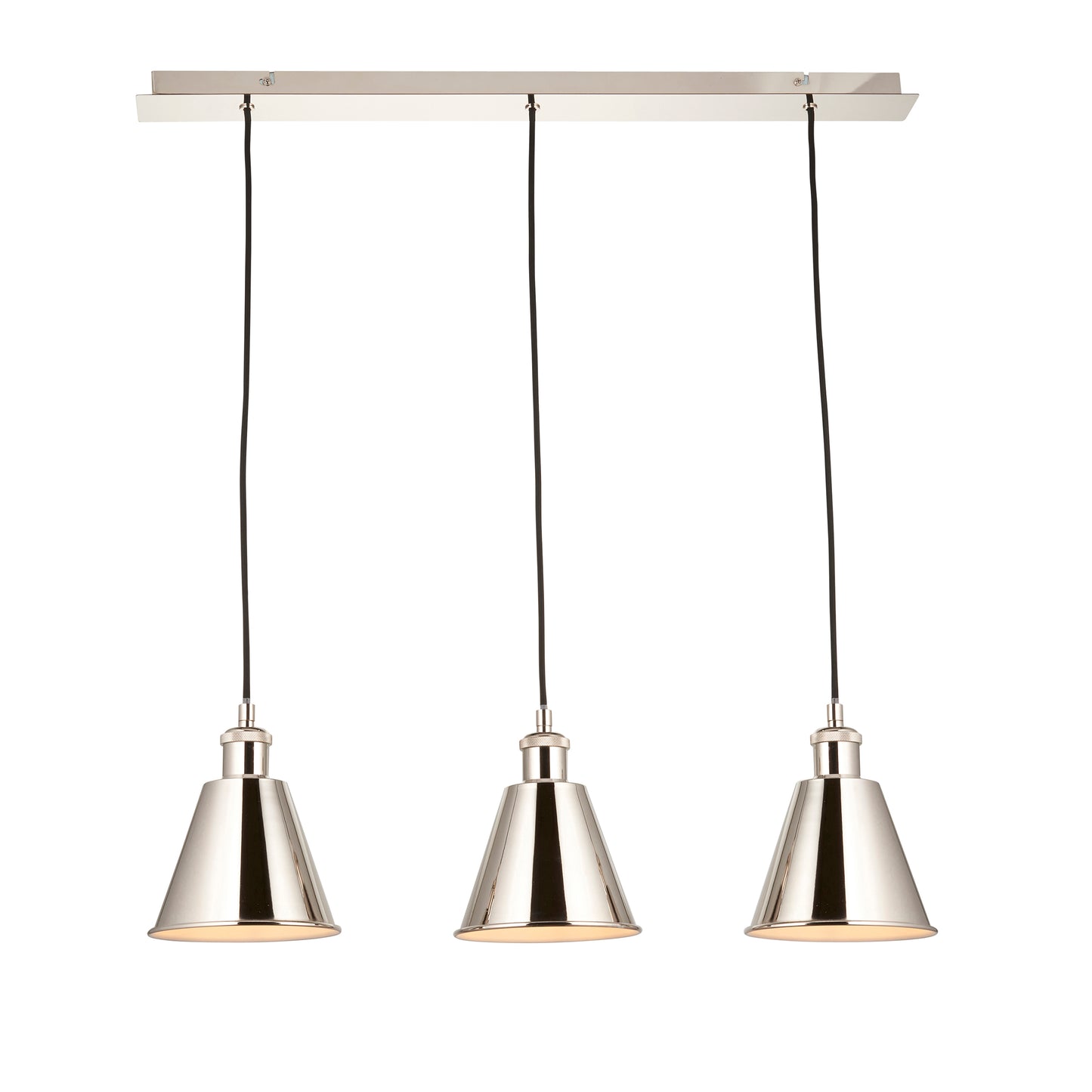 Bright Nickel Plated Three Lamp Linear Pendant - ID 11690
