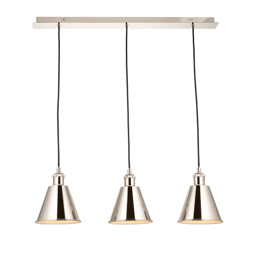 Bright Nickel Plated Three Lamp Linear Pendant - ID 11690