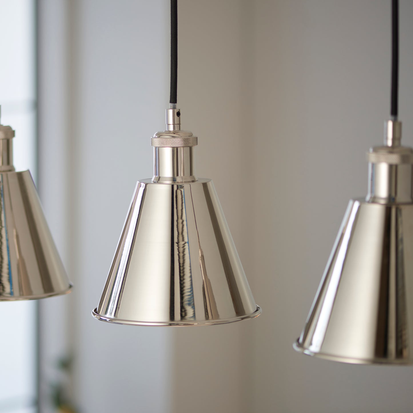 Bright Nickel Plated Three Lamp Linear Pendant - ID 11690