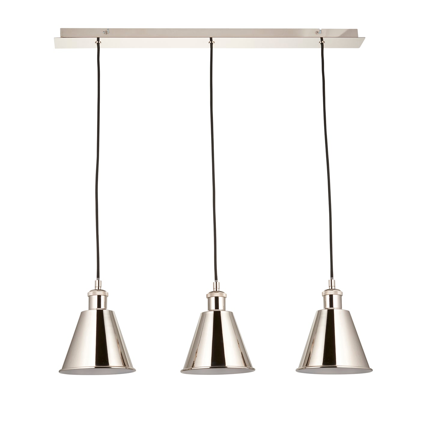 Bright Nickel Plated Three Lamp Linear Pendant - ID 11690