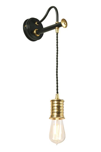 Single Black/Polished Brass Wall Light