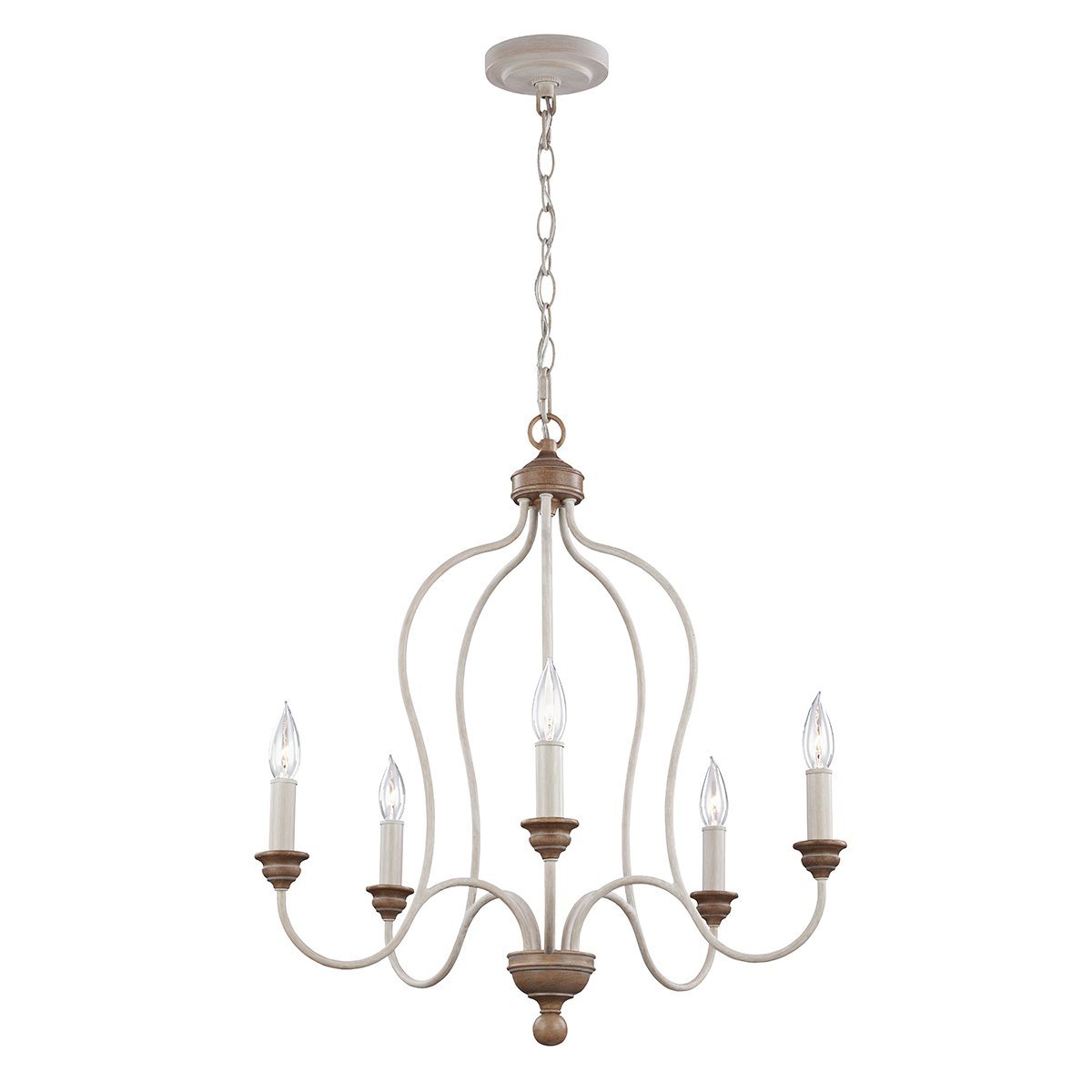 Five Light Chalk Washed/ Beachwood Chandelier