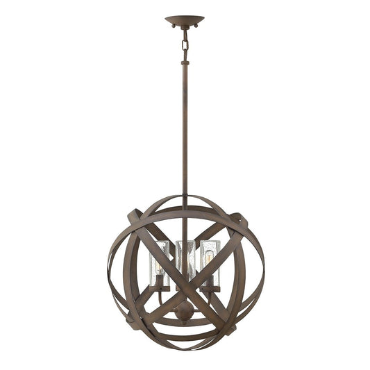 Three Light Vintage Iron Outdoor Chandelier
