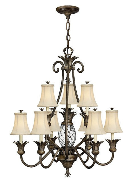 Plantation 10 Lamp Chandelier Pearl Bronze - London Lighting - 1