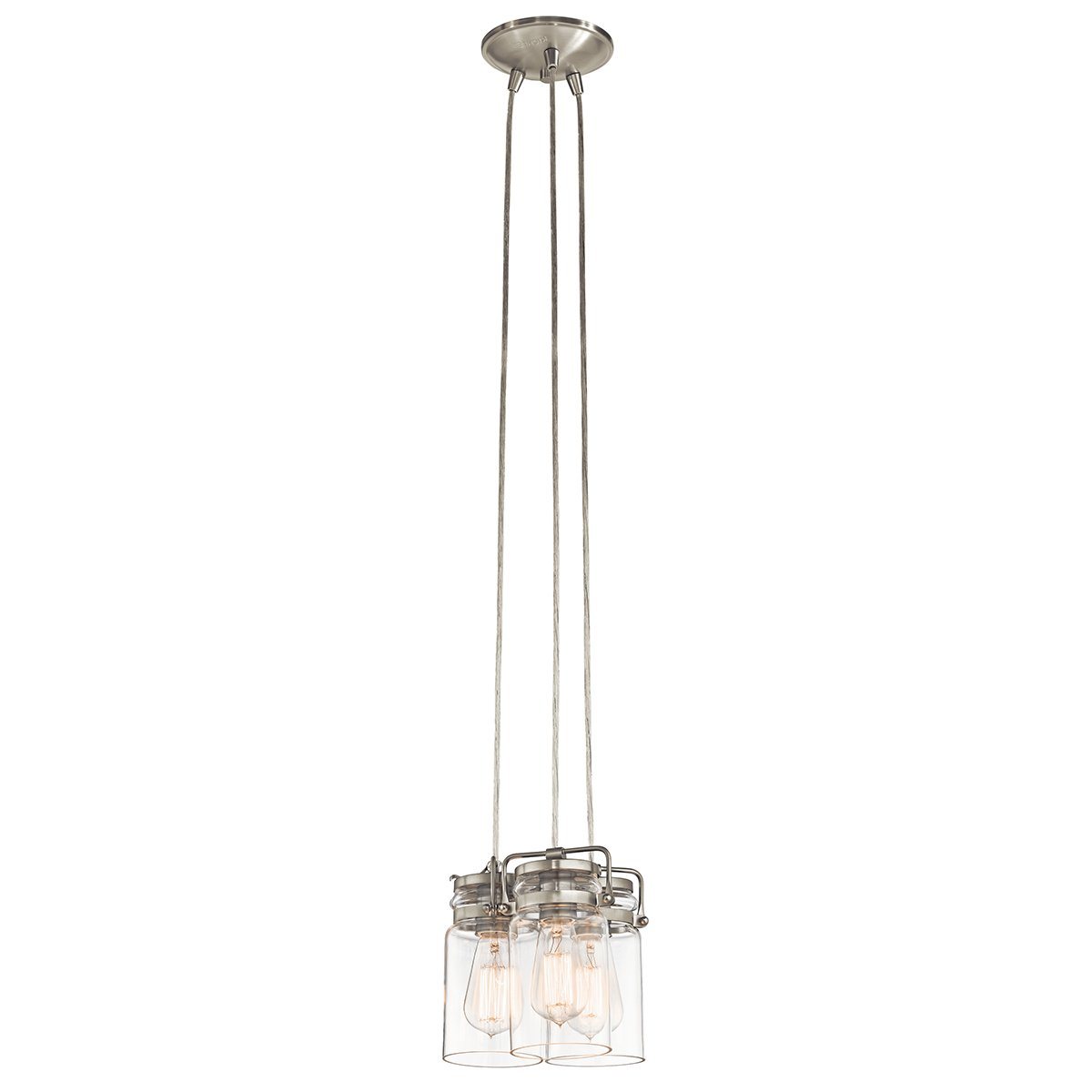 Brinley Three Light Brushed Nickel Pendant Light