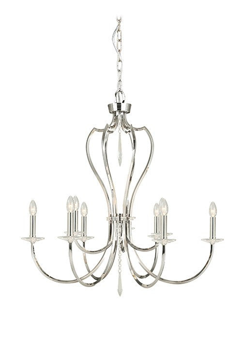 Pimlico 9Lt Chandelier Polished Nickel - London Lighting - 1