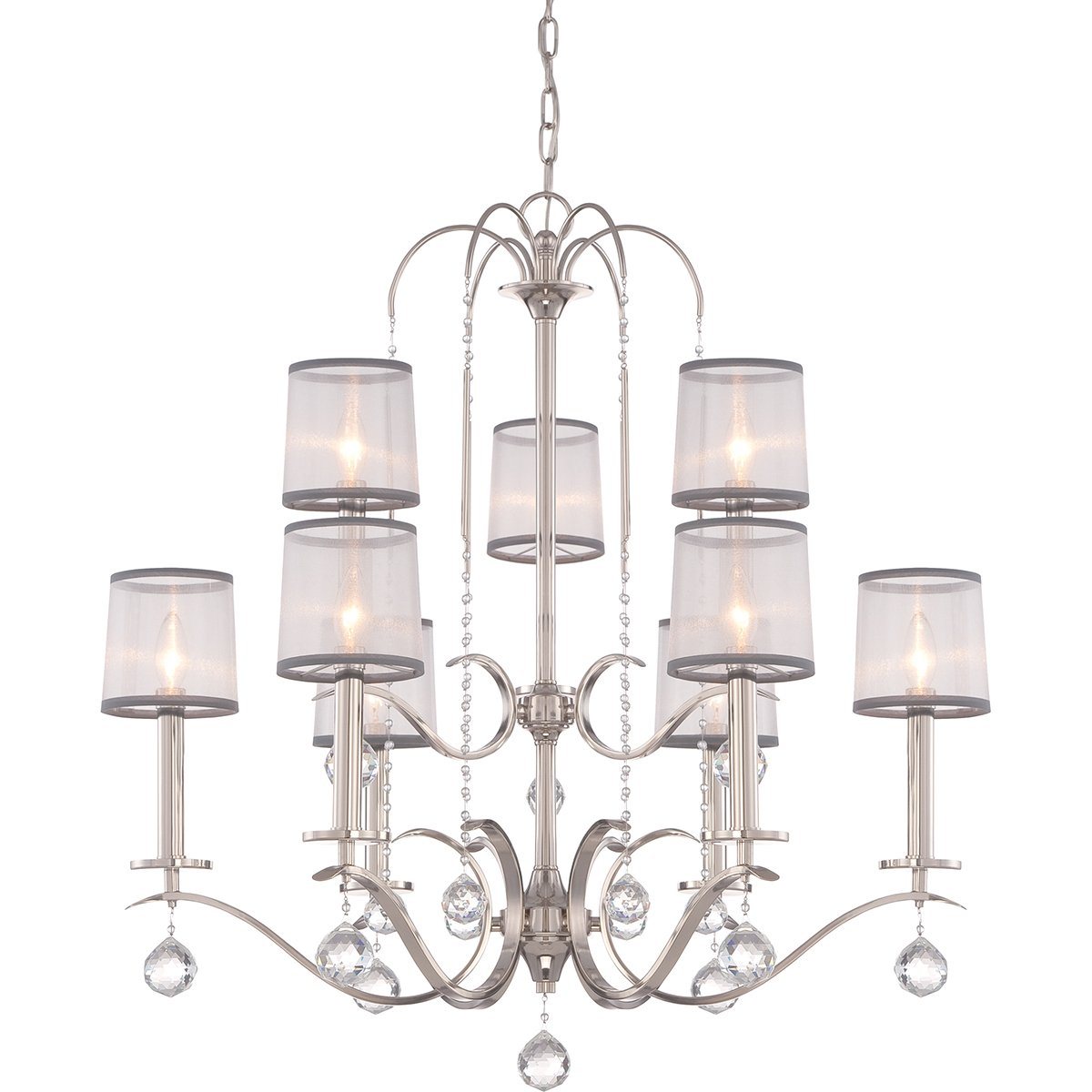Whitney Nine Light Imperial Silver Two Tier Chandelier