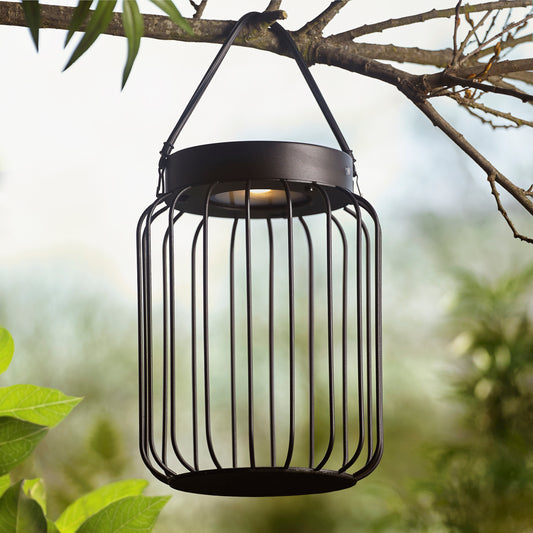 MBL IP44 Black Solar Powered Bird Cage Lantern ID 14211