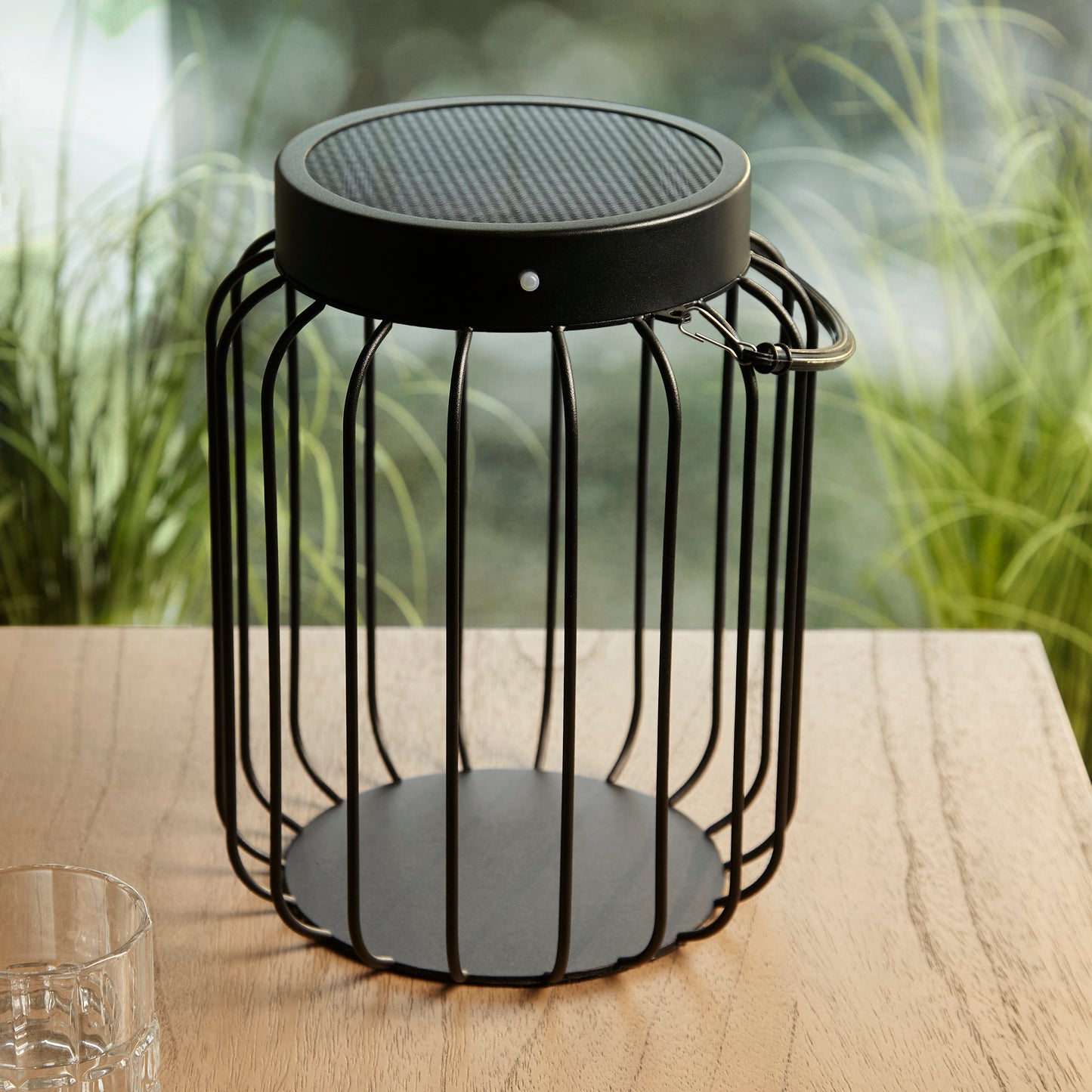 MBL IP44 Black Solar Powered Bird Cage Lantern ID 14211